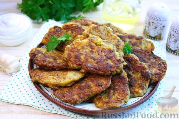 Печёночные оладьи с картофелем