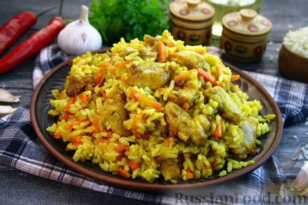 Плов с курицей в рукаве