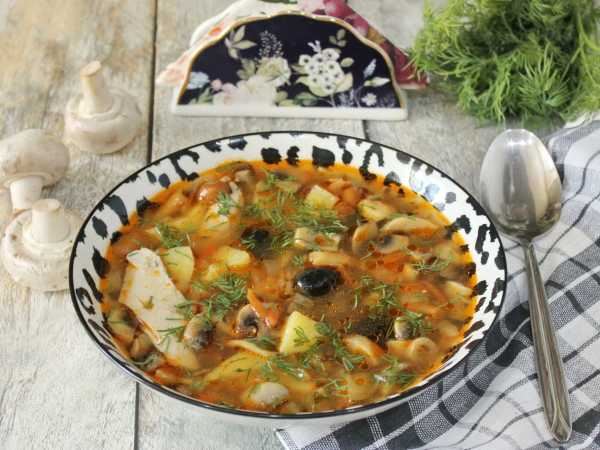 Грибная солянка с курицей