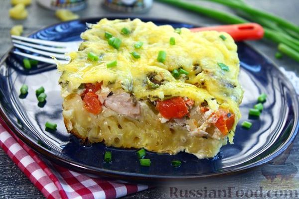 Запеканка из макарон с курицей