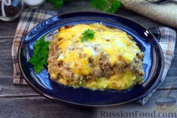 Картофельная запеканка с фаршем и сыром