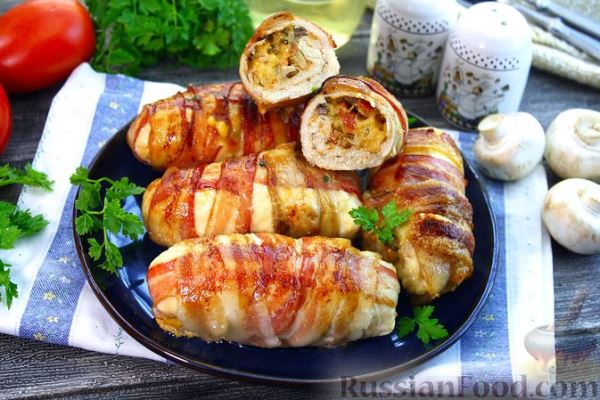 Куриное филе, фаршированное грибами и сыром