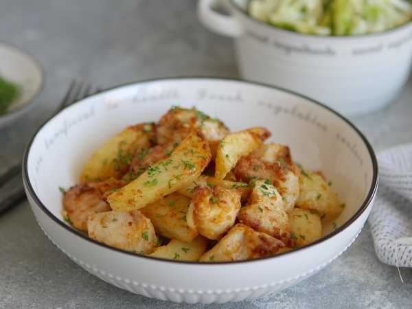 Тушеная картошка с курицей в аэрогриле